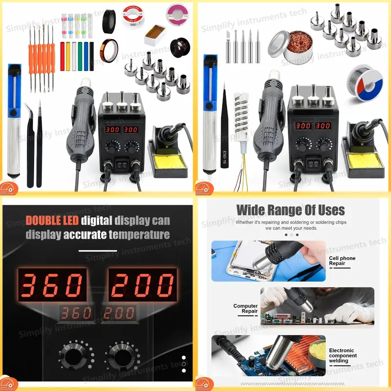 Паяльная станция 8586D 2-в-1,  – обзор и цена 2 In 1 Soldering Rework Station 750W